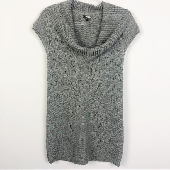 EXPRESS | Tunic Sweater Dress Gray Cable Small - Picture 1 of 8
